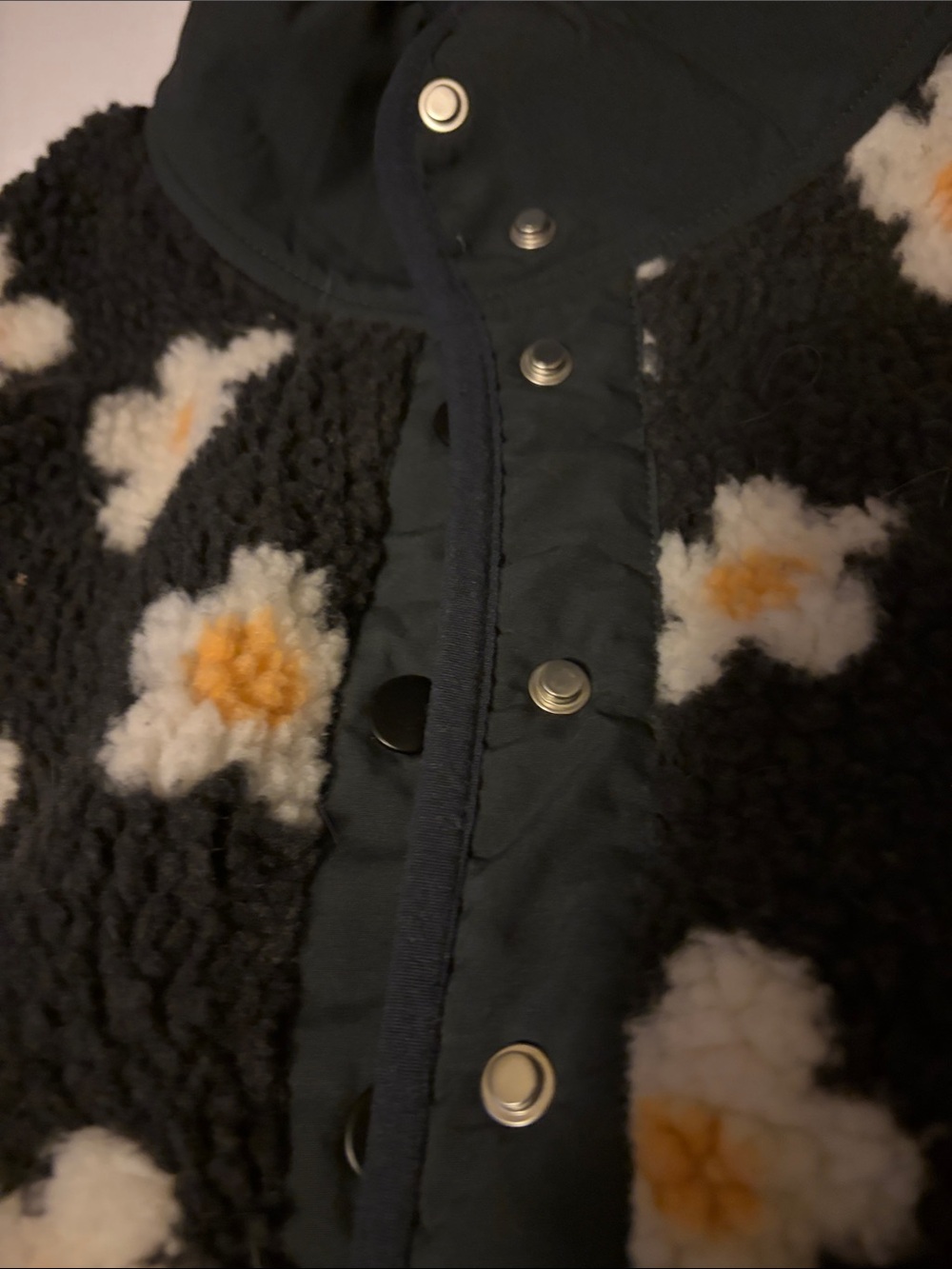 Simply Southern Dark Grey Sherpa Jacket with White & Yellow Flower Print - Picture 6 of 10